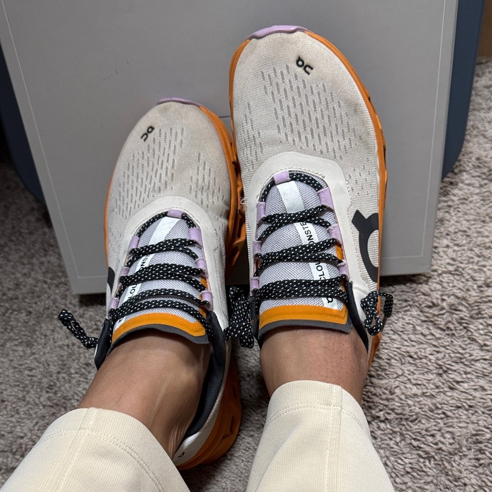 On Running Women's Cream and Orange Sneakers